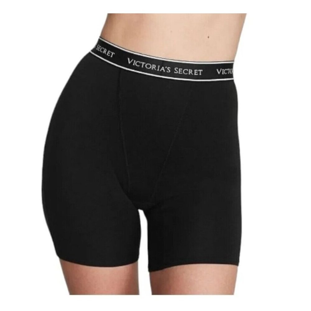 NWT Victoria's‎ Secret Thick Logo Boxer Brief  BLACK Size XL
